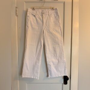 Good American Good Waist Cropped Palazzo Jeans in White